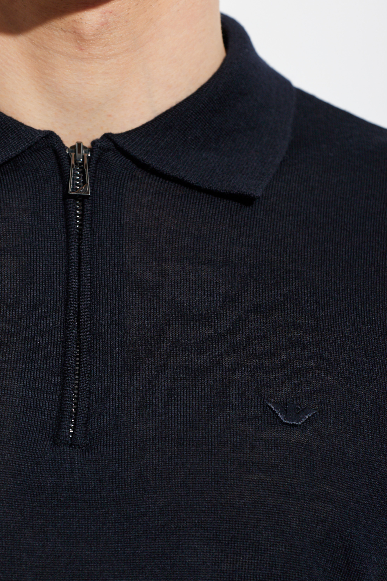 Emporio Armani Wool polo with embroidered logo | Men's | Vitkac